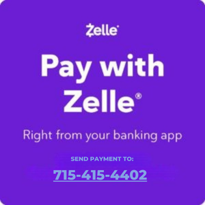 Pay with Zelle via banking app.