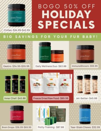BOGO 50% off holiday pet care specials
